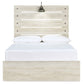 Cama con paneles Cambeck, cómoda con espejo y mesita de noche