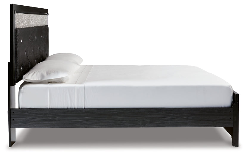Cama de plataforma con paneles tapizados Kaydell
