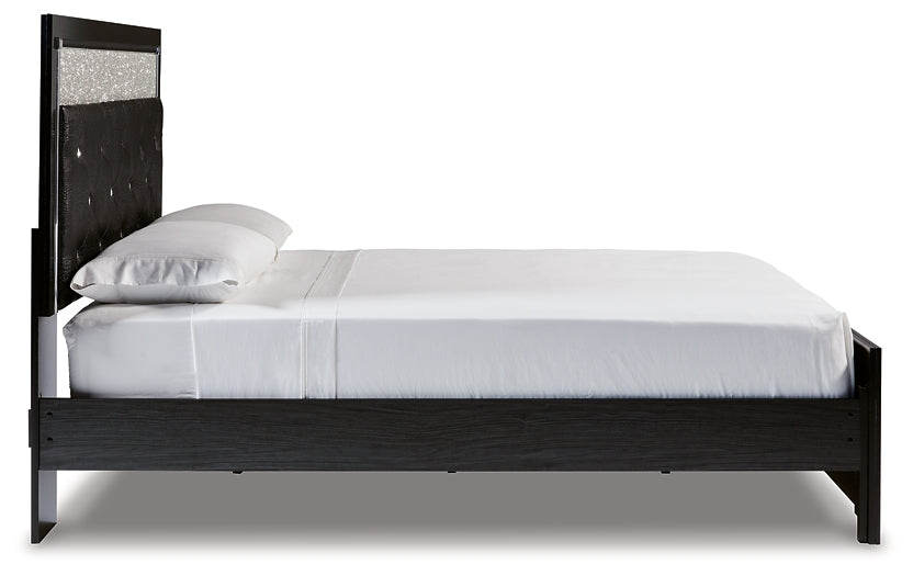 Cama de plataforma con paneles tapizados Kaydell
