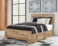 Cama Hyanna con paneles y espacio de almacenamiento, con tocador con espejo, cómoda y mesita de noche
