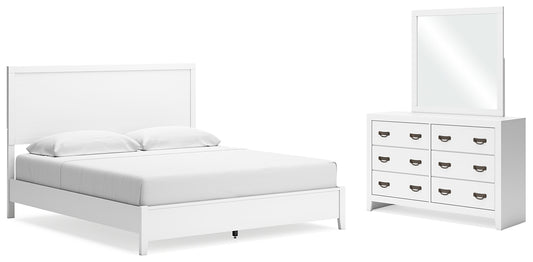 Cama con paneles Binterglen y tocador con espejo