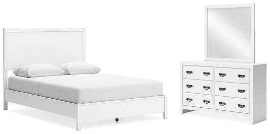 Cama con paneles Binterglen y tocador con espejo