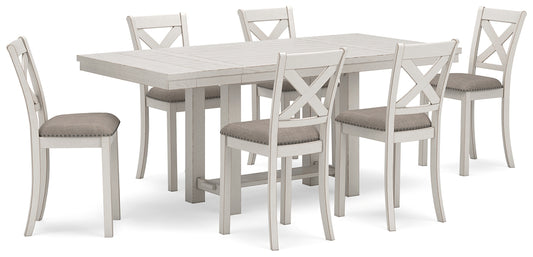 Mesa de comedor Robbinsdale de altura de mostrador y 6 taburetes