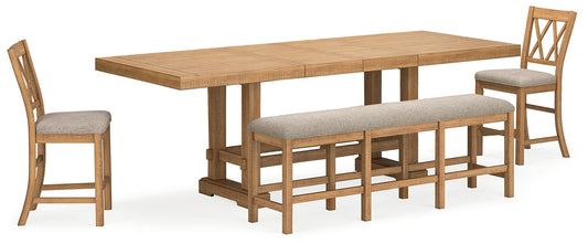 Mesa de comedor de altura de mostrador Havonplane con 2 taburetes y banco