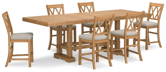 Mesa de comedor de altura de mostrador Havonplane y 6 taburetes