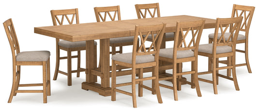 Mesa de comedor de altura de mostrador Havonplane y 8 taburetes