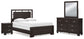Cama Covetown con paneles, tocador con espejo y mesita de noche
