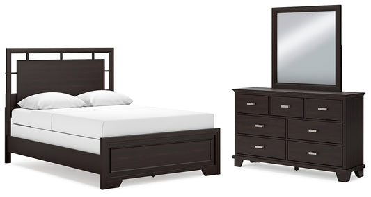 Cama con paneles Covetown y tocador con espejo
