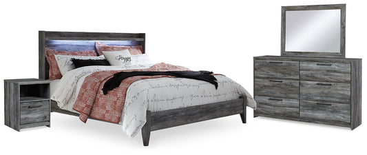 Cama con paneles Baystorm, tocador con espejo y mesita de noche
