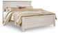 Cama Willowton con paneles, cómoda con espejo y mesita de noche
