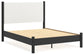 Cama Cadmori tapizada con paneles y cómoda con espejo