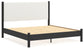 Cama Cadmori tapizada con paneles, cómoda con espejo y mesita de noche