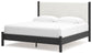 Cama Cadmori tapizada con paneles, cómoda con espejo y mesita de noche