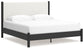 Cama Cadmori tapizada con paneles, cómoda con espejo y mesita de noche