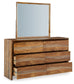 Cama con paneles California de Dressonni y tocador con espejo