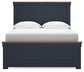 Cama Landocken con paneles, cómoda con espejo y mesita de noche