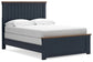 Cama Landocken con paneles, cómoda con espejo y mesita de noche