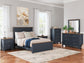 Cama Landocken con paneles y tocador con espejo