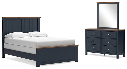 Cama Landocken con paneles y tocador con espejo