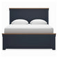Cama Landocken con paneles, cómoda con espejo y mesita de noche