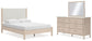 Cama Cadmori tapizada con paneles y cómoda con espejo