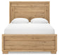 Cama con paneles Galliden, cómoda con espejo y mesita de noche