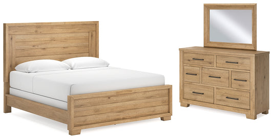 Cama con paneles Galliden y tocador con espejo