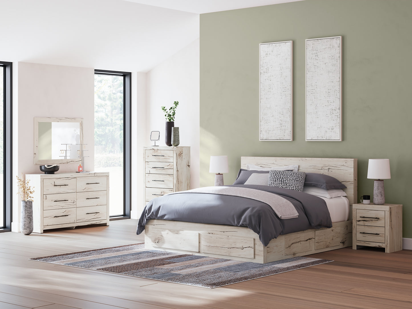 Cama con almacenamiento y paneles Lawroy