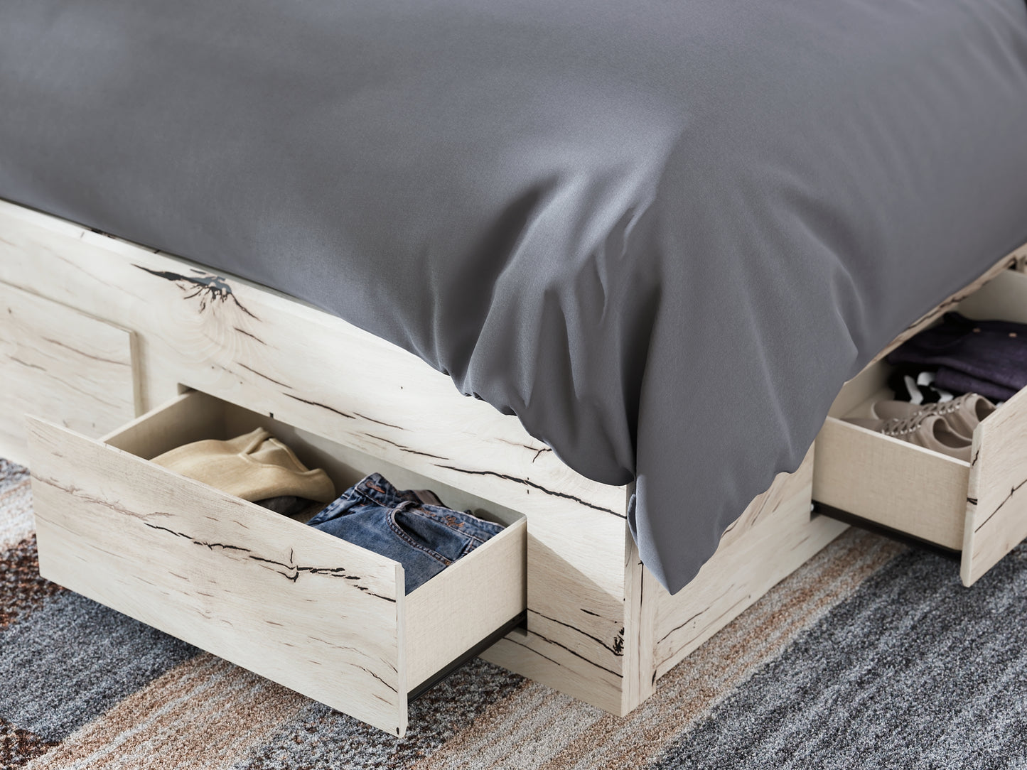 Cama con almacenamiento y paneles Lawroy