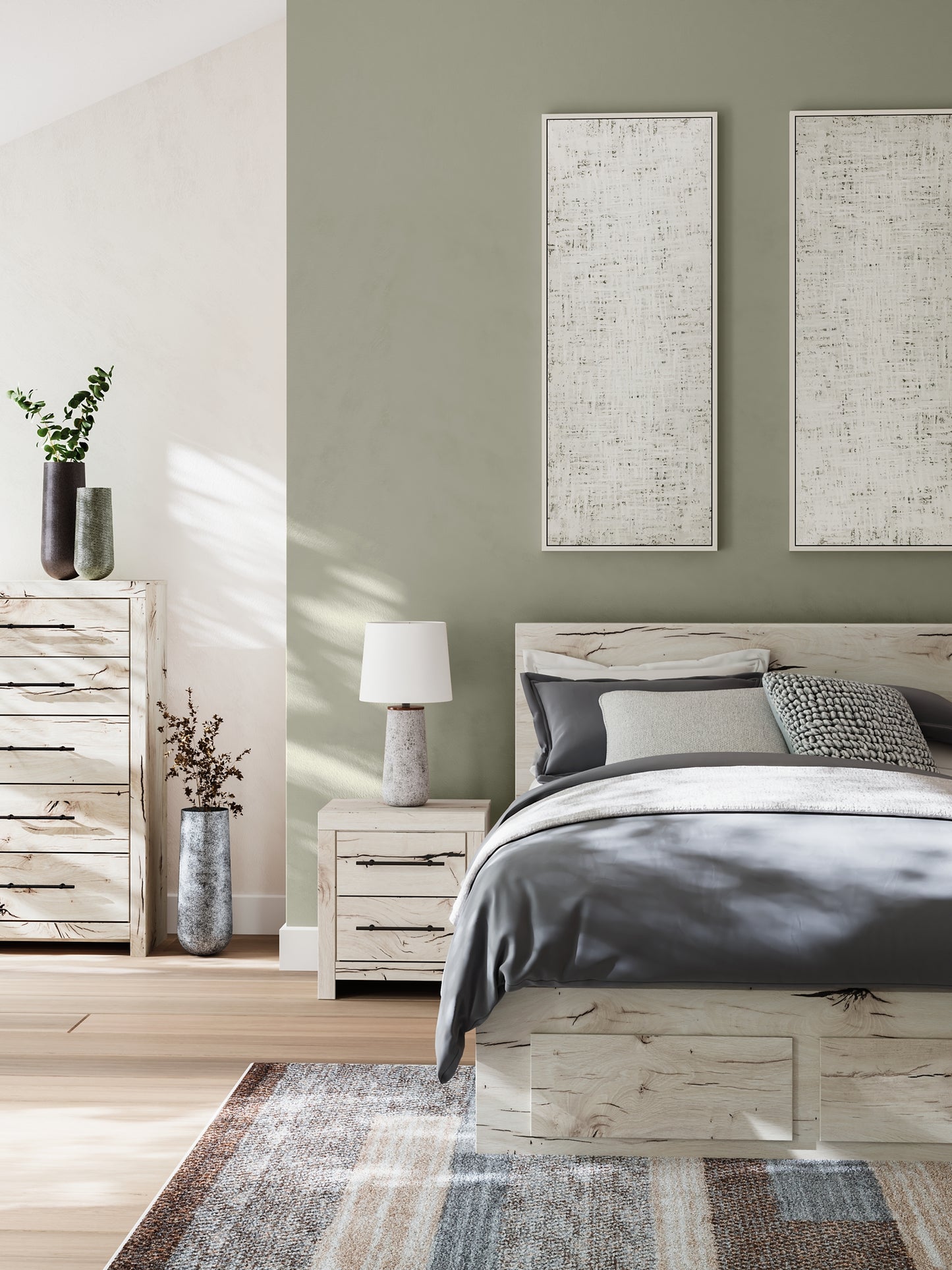 Cama con almacenamiento y paneles Lawroy