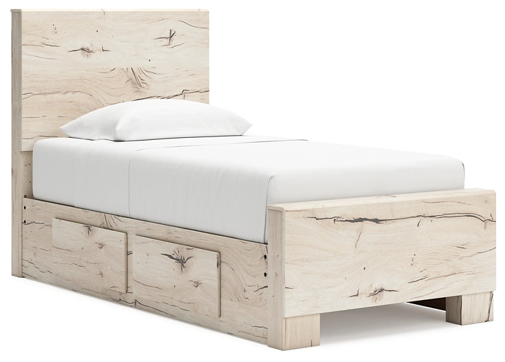 Cama con paneles Lawroy y almacenamiento