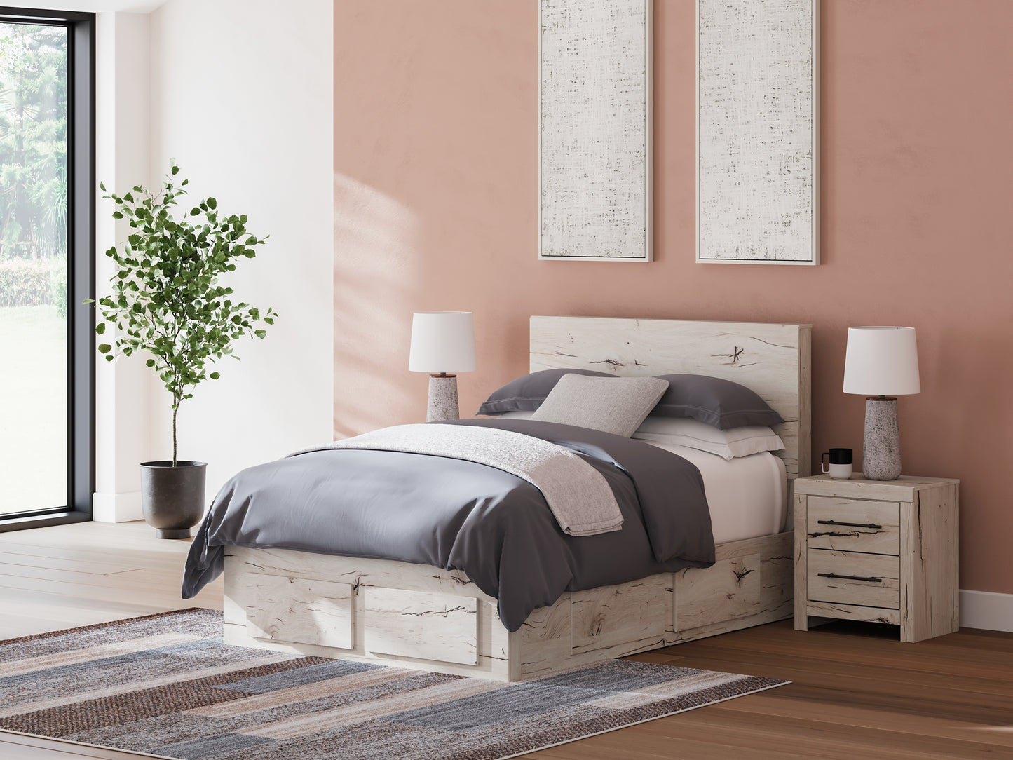 Cama con almacenamiento y paneles Lawroy