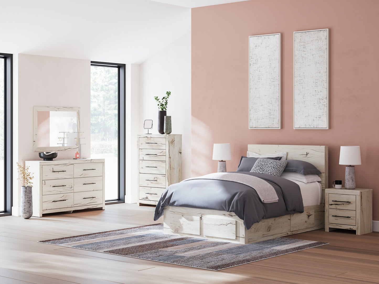 Cama con almacenamiento y paneles Lawroy
