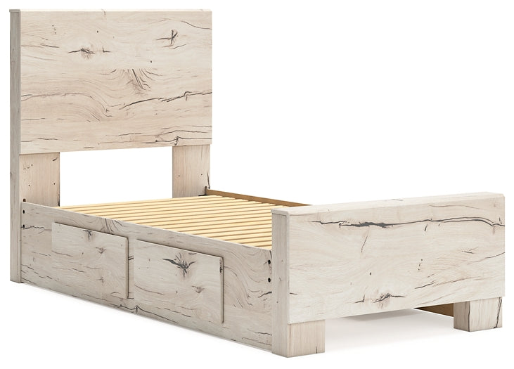 Cama con paneles Lawroy y almacenamiento