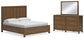 Cama Cabalynn California con paneles, espacio de almacenamiento y tocador con espejo
