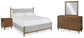 Cama tapizada Lyncott con tocador con espejo y mesita de noche