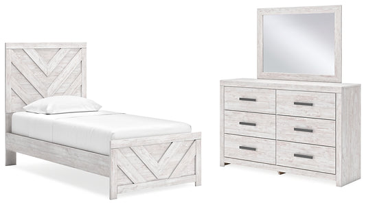 Cama con paneles Cayboni y tocador con espejo