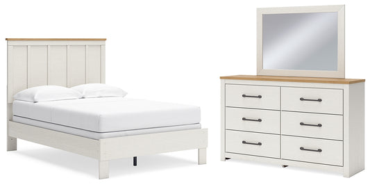 Cama con paneles Linnocreek y tocador con espejo