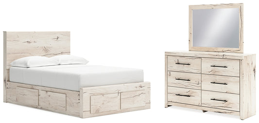 Cama con almacenamiento y tocador con espejo Lawroy