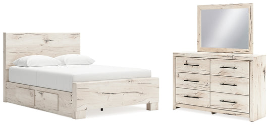 Cama con paneles Lawroy y tocador con espejo