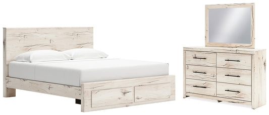 Cama con almacenamiento y tocador con espejo Lawroy