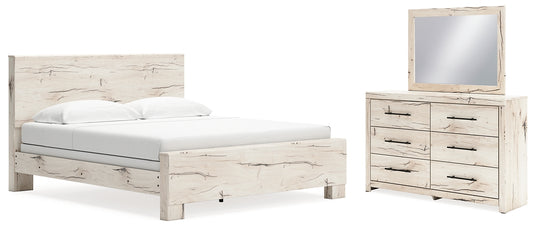 Cama con paneles Lawroy y tocador con espejo