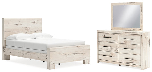 Cama con paneles Lawroy y tocador con espejo
