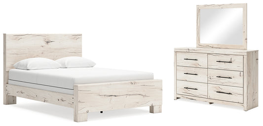 Cama con paneles Lawroy y tocador con espejo