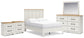 Cama con paneles Linnocreek, cómoda con espejo y dos mesitas de noche