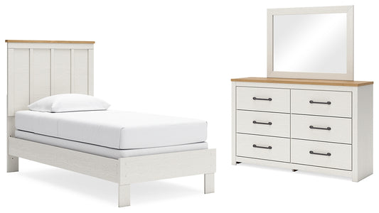 Cama con paneles Linnocreek y tocador con espejo