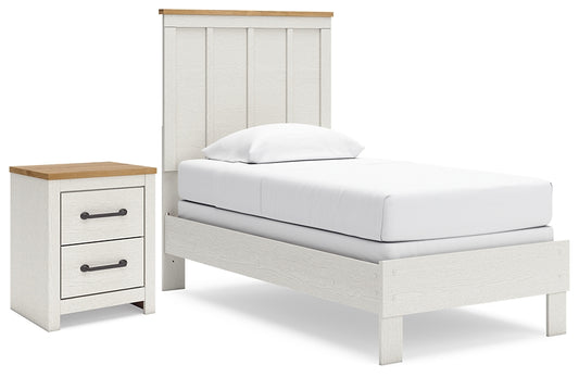 Cama con paneles Linnocreek y mesita de noche