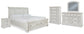 Cama tipo trineo Robbinsdale con espacio de almacenamiento, cómoda con espejo, arcón y mesita de noche