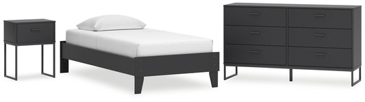 Cama de plataforma Socalle con cómoda y mesita de noche