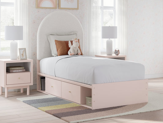 Cama tapizada con paneles y almacenamiento Wistenpine